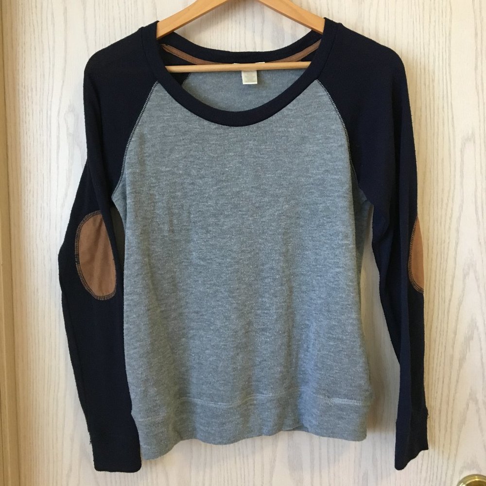 Grey and navy padded elbow sweater